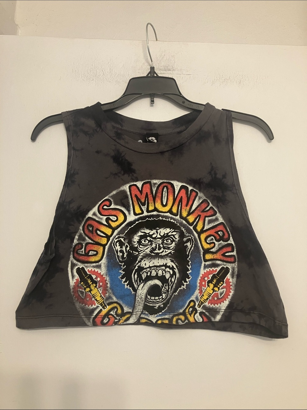 Gas monkey garage tie-dye cropped top medium/large women’s